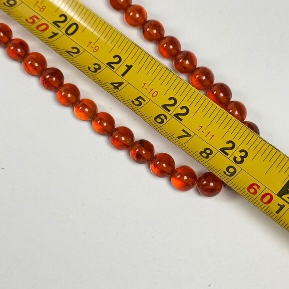 Vintage Natural Amber Beaded Necklace Long 46 in 8mm Beads Glow Gemstone - Picture 9 of 13